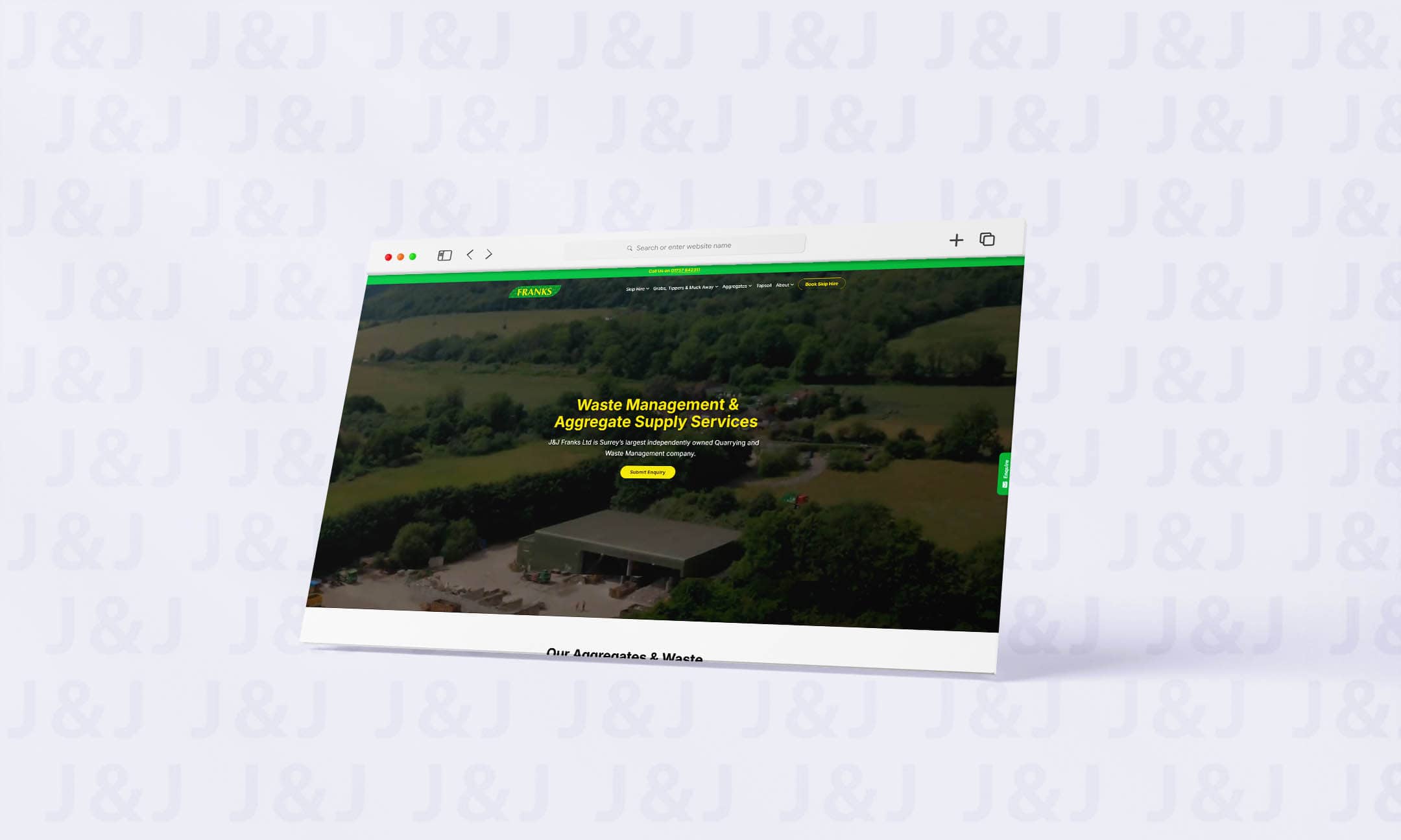 A screenshot of the J&J Franks homepage